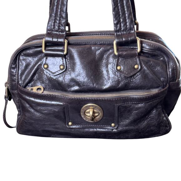 MARC by MARC JACOBS Totally Turnlock Posh Dark Brown Leather Shoulder Handbag - Picture 2 of 15
